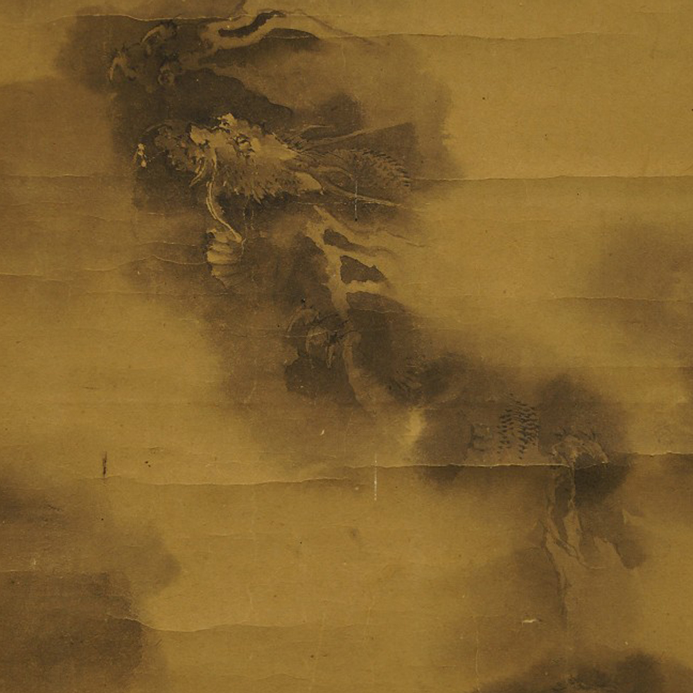 Tête de dragon dans une mer de nuages motif gros plan aperçu