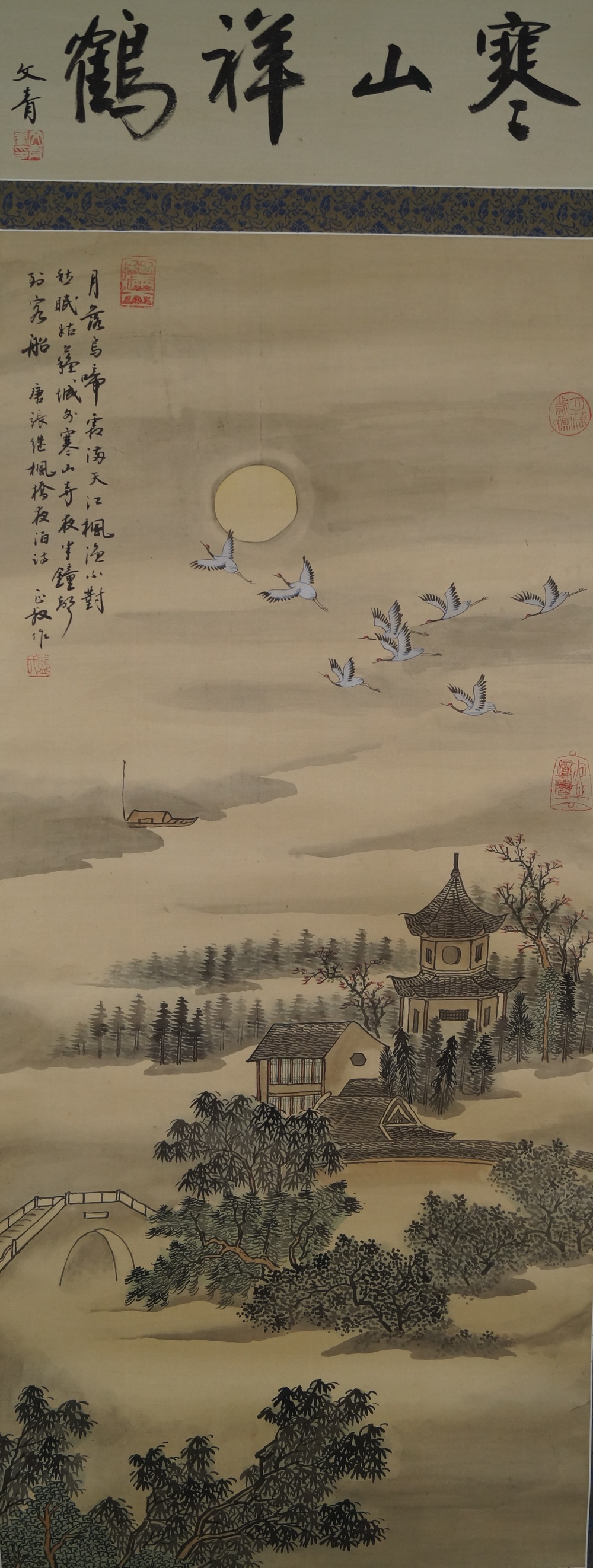 Landscape in moonlight kakejiku full motif without mounting