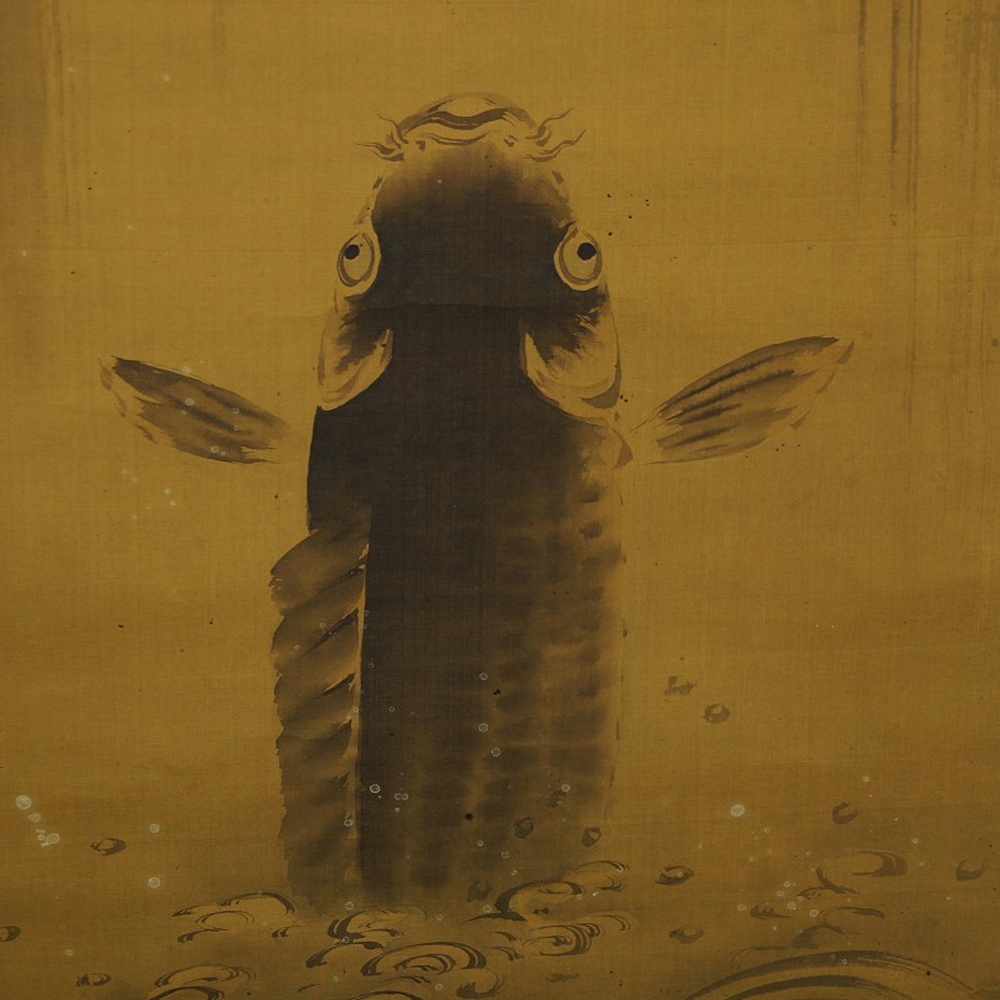 Carpes koï sous une cascade par Rinsai gros plan du motif aperçu