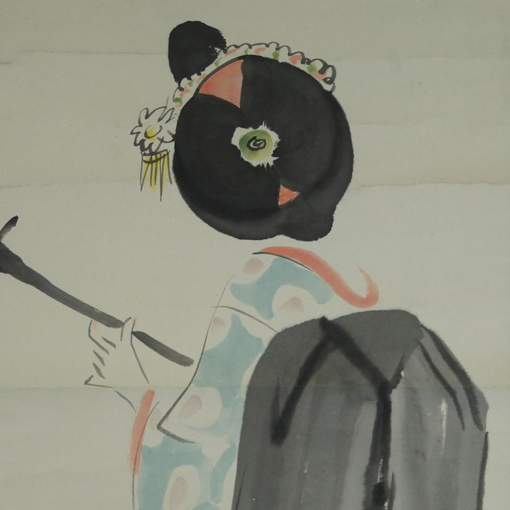 Schoenheit im Kimono Rollbild Motiv Nahaufnahme Vorschau