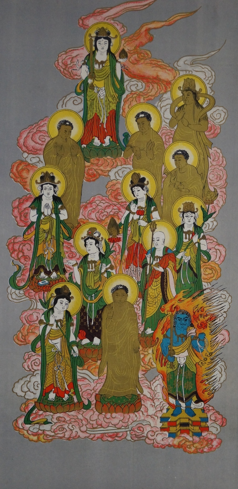 Los 13 budas vista general de la pintura sin montaje motivo completo sin montaje