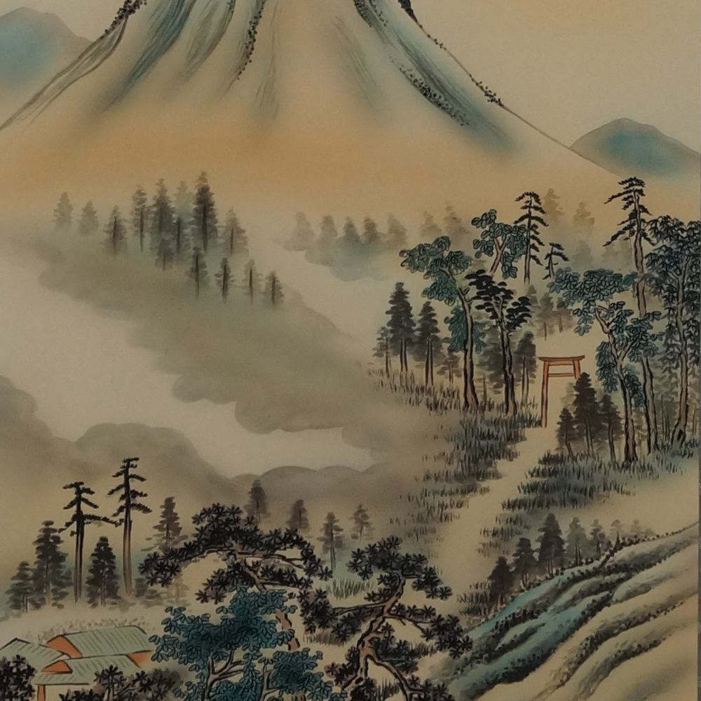 Paysage Kakejiku aperçu du gros plan du motif