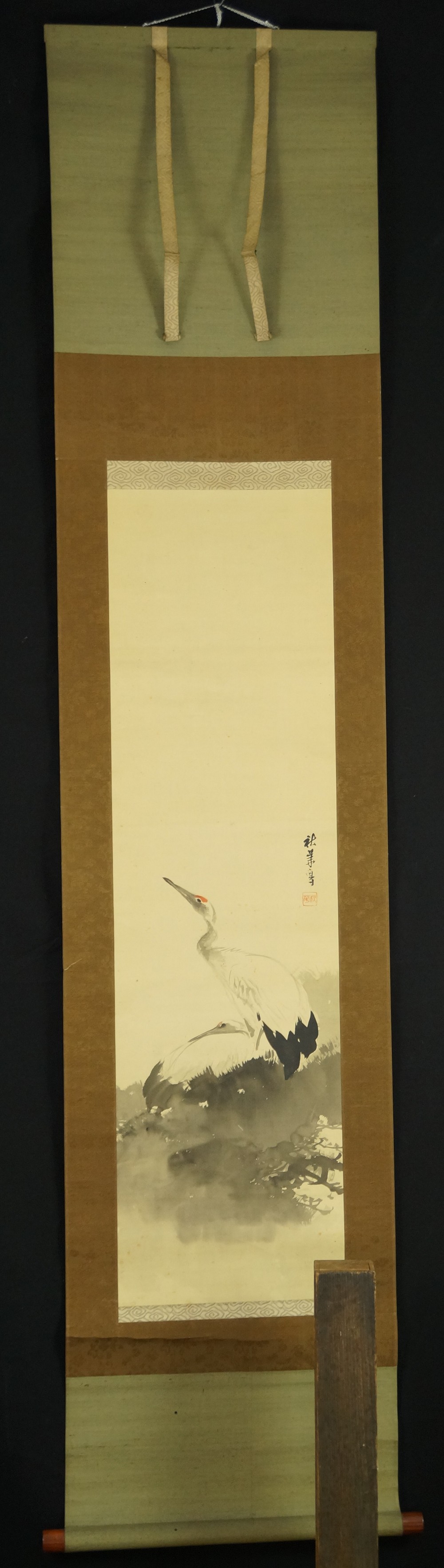 Full view of the hanging scroll with mounting and hanging cord