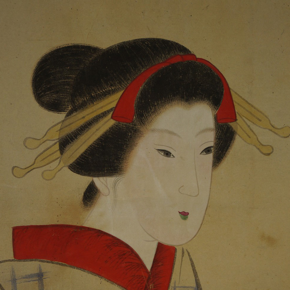 Schoenheit im Kimono Rollbild Motiv Nahaufnahme Vorschau